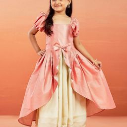 VASTRAMAY Girls Printed Puff Sleeve Maxi Dress-image-63