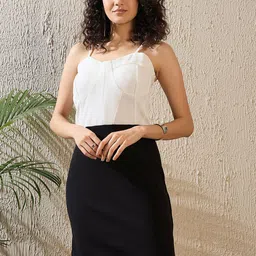 StyleStone Shoulder Straps Top With Skirt-image-82