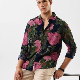 Snitch Floral Printed Roll-Up Sleeves Casual Shirt-image-73
