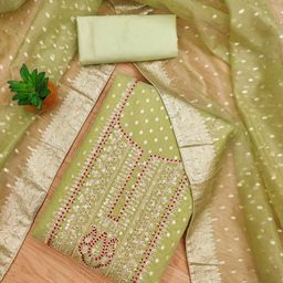 rangtulika ethnics Rangtulika Floral Woven Design Zari Unstitched Dress Material-picture-43