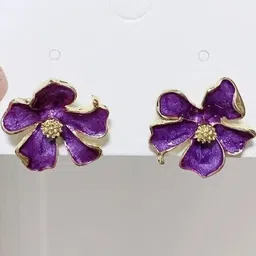 AKISON JEWELS Purple Floral shape Stud Earrings-image-24