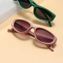 AUGEN Unisex Black Lens & Green Oval Sunglasses with-image-30