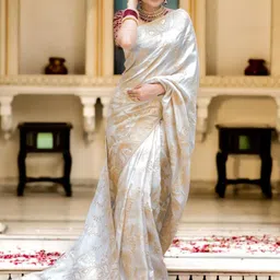 SHOP DROP Woven Design Zari Pure Silk Banarasi Saree-picture-46