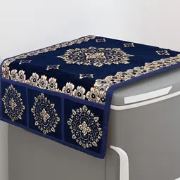 LooMantha Blue & Beige Printed Fridge Top Cover-50