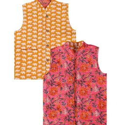 BownBee Kids Printed Reversible Nehru Jackets-image-3