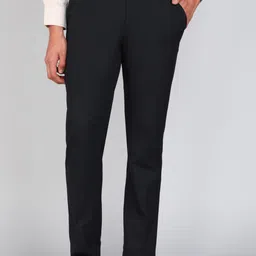 peter england Men Regular Fit Black Cotton Blend Trousers-picture-47