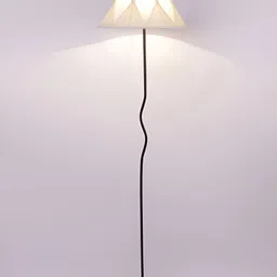 Devansh Off-White & Black Frustum Floor Lamp With Shade image 2
