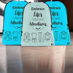 Kuber Industries Blue & Grey Pack of 3 Printed Cloth Storage Bag for Travel-9