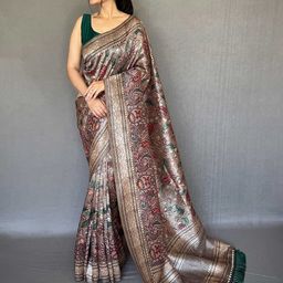 DIVASTRI Kalamkari Zari Silk Blend Saree-picture-12