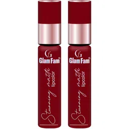 GlamFam Set Of 2 Stunning Matte Waterproof Lip Color- 5 ml Each- Royal Maroon 03-6