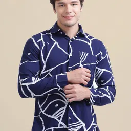 AMSWAN Men Spread Collar Abstract Printed Casual Shirt-picture-15