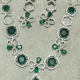 TIYARA Silver-Plated Artificial Stones and Beads Jewellery Set image 2
