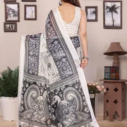 Shriyangan Pure Linen Block Print Saree image 4