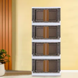 RUBOXA Black & White Textured 4 Units Drawer Organiser With Lid & Wheels-23