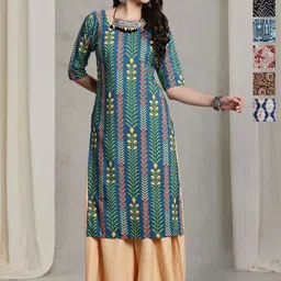 7Threads Selection Of 6 Floral Printed Round Neck Straight Kurtas-image-55