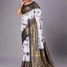 Sita Tie & Dyed Zari Saree With Blouse Piece-picture-45