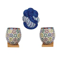 Somil Indore Mosaic Decorative Lamp Combo of Matching Wall Lamp & Blessing God Ganesh Wall Lamp, Multi Compatible with LED, Size: 15 X 15 X 17 Cm, Pack of 3.-image-55