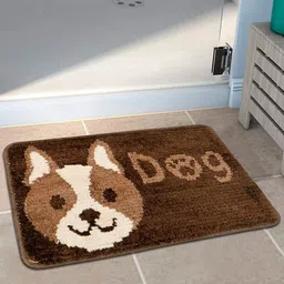 HOKIPO Brown & White Patterned Microfibre Anti-Skid 1800 GSM Bath Rugs-4