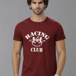 Double Two Men Varsity Avengers Printed Applique Slim Fit T-shirt-image-56