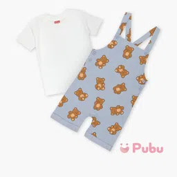 Pubu Boys White Pure Cotton Solid Clothing Set-picture-4