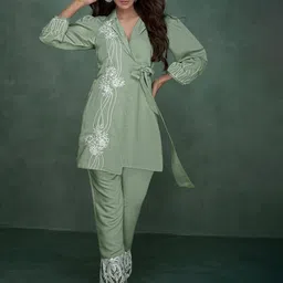 AUTUMN LANE Embroidered Pure Cotton Top With Trouser Co-Ords-image-83