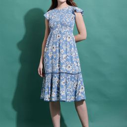 DEBONATELLA Floral Printed Fit & Flare Dress-image-15