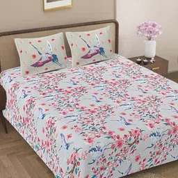 Jaipur Weaves Brown Floral 144 TC Queen Bedsheet with 2 Pillow Covers-picture-18