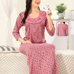 UDHATIKRAMAN Embroidered Maxi Nightdress-image-84
