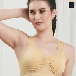 SECRETS BY ZEROKAATA Pack of 2 Assorted Solid Lightly Padded Workout Bra-18