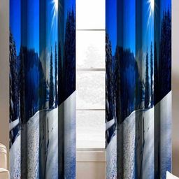 Aura Blue & Black 2 Pieces Abstract Printed Door Curtains-image-88