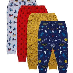 FASLA Infants Pack Of 4 Printed Pure Cotton Joggers-5