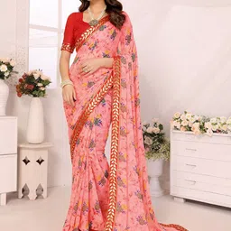 KALINI Floral Printed Zari Saree-image-74