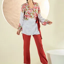 First Resort by Ramola Bachchan Floral Printed Top & Trouser Co-Ords-image-20