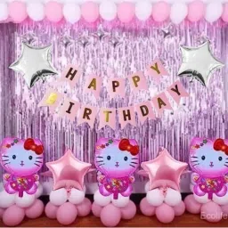 Solid 1st Happy Birthday Hello Kitty Theme Combo Kit Set Item Combo for Girls set 30 Balloon-14