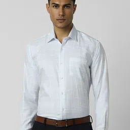 Van Heusen Men Spread Collar Windowpane Checked Cotton Slim Fit Formal Shirt-picture-1