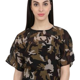Moda Rapido Animal Print Georgette Crop Top-picture-23