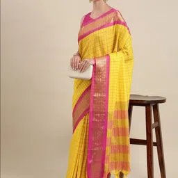 LeeliPeeri Designer Checked Zari Saree-11