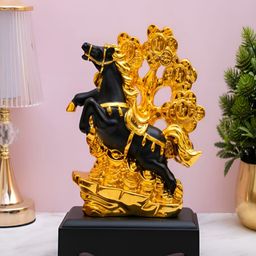 Craftlayout Statue Gold-Toned & Black Fengshui Horse Idol Showpiece-27