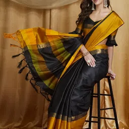 KAVINDI Silk Cotton Banarasi Saree-image-74