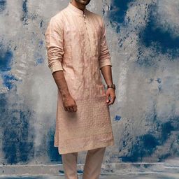ASUKA Men Ethnic Motifs Embroidered Regular Sequinned Kurta with Pyjamas image 5