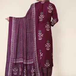 KALINI Women Floral Printed Regular Sequinned Kurta with Harem Pants & With Dupatta image 2