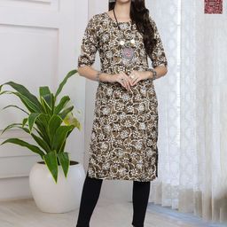 HERE&NOW Selection Of 2 Floral Printed Round Neck Straight Kurtas-image-98