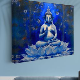 Aura Blue & Orange 1 Piece Canvas Religious Wall Paintings-image-90