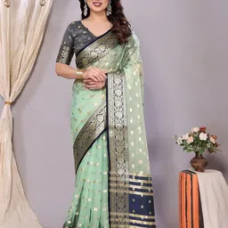 BerMondsey Ethnic Motifs Woven Design Zari Banarasi Saree-picture-43