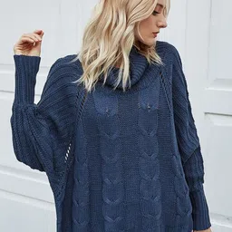 Mast & Harbour Women Self Design High Neck Pullover Sweater-picture-21