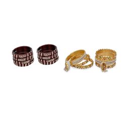 Somil Combo Of 2 Set maroon , yellow glass bangles-image-33