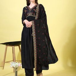 KALINI Women Ethnic Motifs Embroidered Regular Kurta with Palazzos & With Dupatta-55