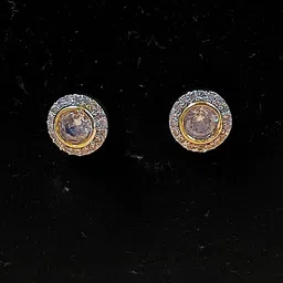 JYONA Gold-Plated American Diamond Studded Circular Shaped Studs-image-55
