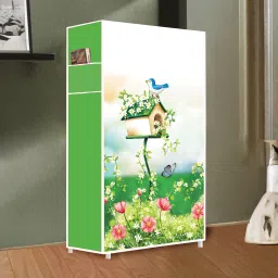 6 Tire House Tree Green Printed PP Collapsible Wardrobe-image-43