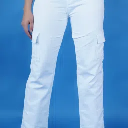 Women Jogger Fit Mid Rise White Jeans-image-88